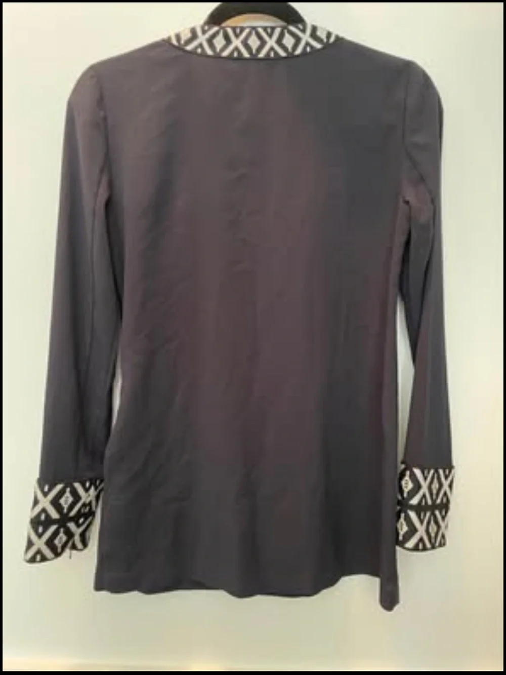 Tory Burch Navy Tunic with Black-and-White Geometric Trim